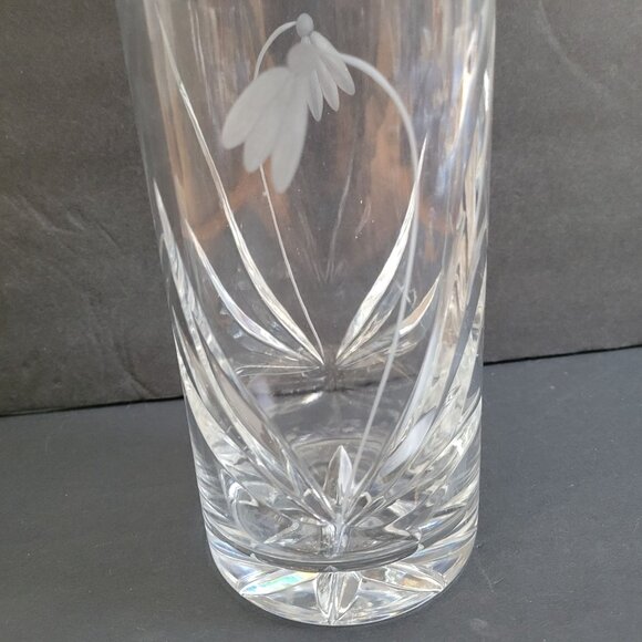 Vintage Etcged Floral Crystal Decanter With Stopper - Picture 2 of 7